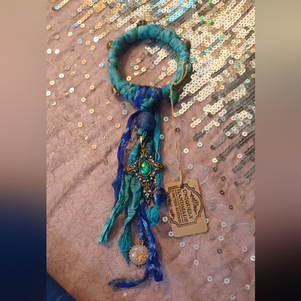 Bohemian Blue Bracelet , Hair Accesory  with Star Pendant